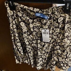 Ralph Lauren Black and Cream Floral Mini Skirt